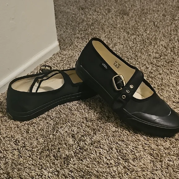 Vans Black Mary Jane Flats with Buckle - Picture 2 of 8
